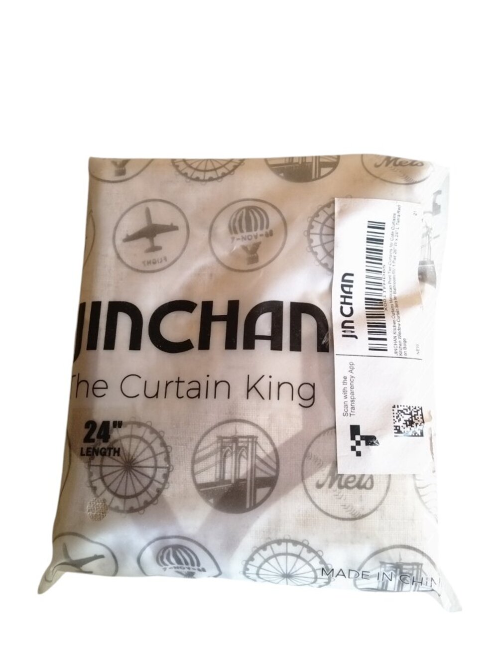 Moroccan Print Tier Curtains Beige Jinchan 26"W X 24"L Each Panel NEW Neutral